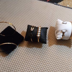 LOF OF 6 -  Open cuff + solid bracelet Set rose gold and gold tone